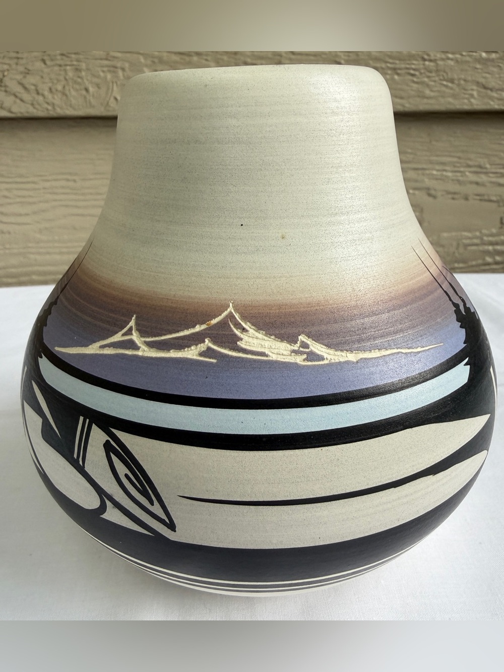 Native American Hand Painted Pottery Cowboy Horse Vase Signed Randy Navajo 6” - Picture 6 of 11